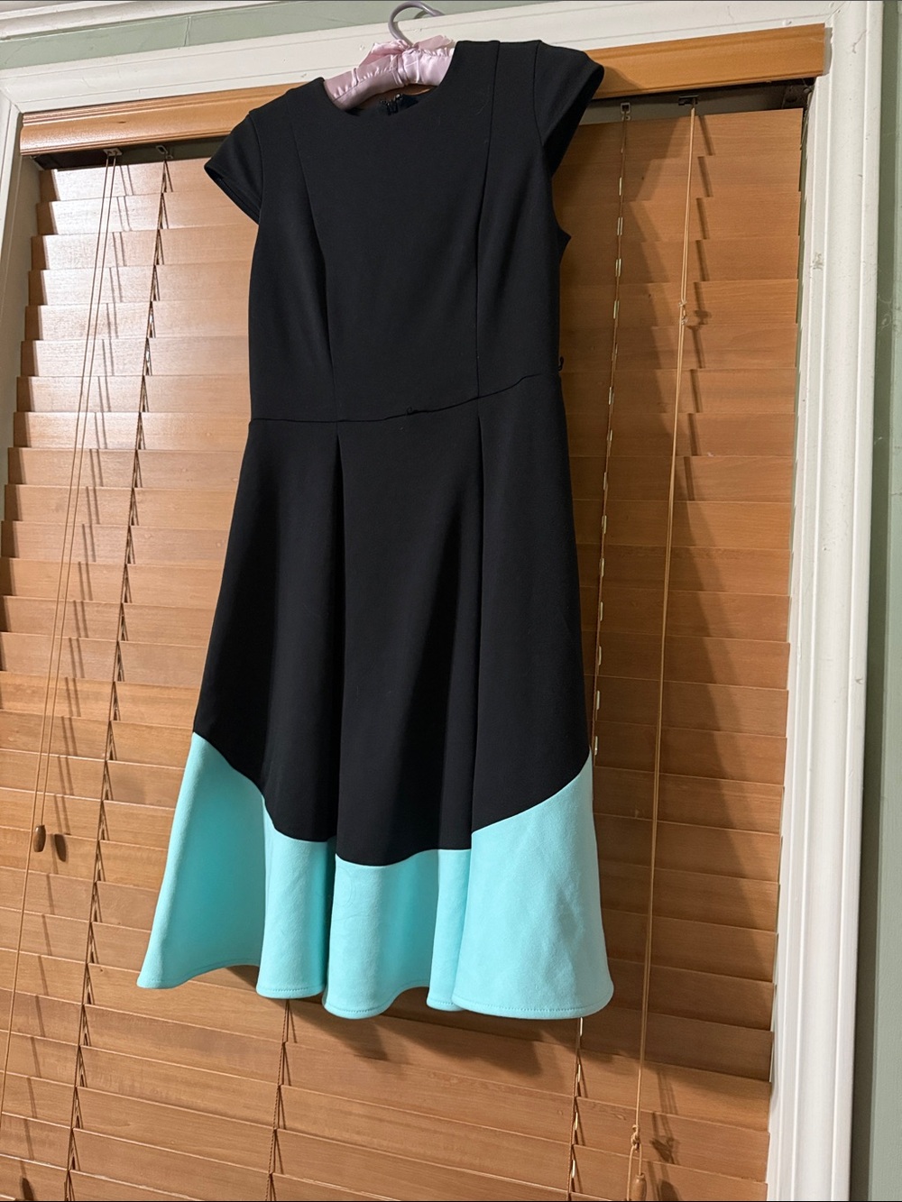 Calvin Klein Black and Aqua Colorblock Midi Dress